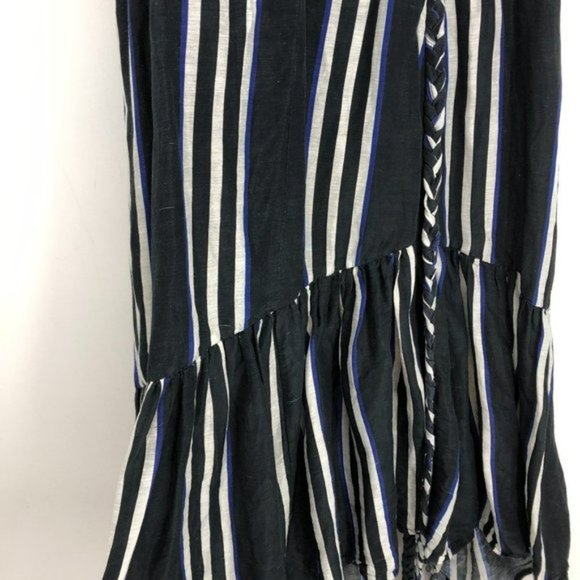 Apiece Apart  Costa Del Sol Ruffle Wrap maxi dress Linen Silk blend   striped W4 - Picture 9 of 16